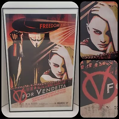 V For Vendetta Movie Poster 17 X11.25  PRO FRAMED Natalie Portman Hugo Weaving • $59