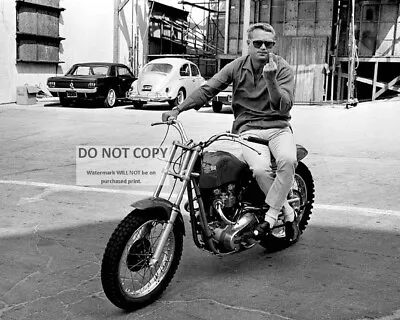 STEVE McQUEEN ON MOTORCYCLE MAKING FEELINGS KNOWN - 8X10 PUBLICITY PHOTO (AB890) • $8.87