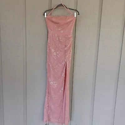 Majorelle Tiva Lace Gown Dress Size S Women In Mauve Lace Up Back Slit • $88