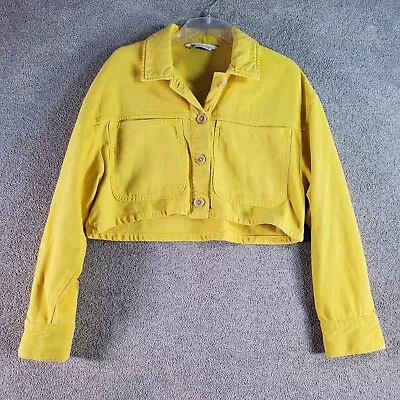 $18.57 • Buy ZARA Jacket Womens Small Yellow Long Sleeve Denim Cropped Button Up Ladies