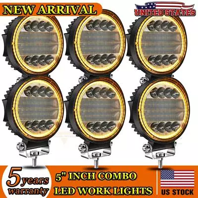 6pc 5Inch 720W Round LED Work Lights White Amber Combo Driving Offroad For Jeep • $74.99