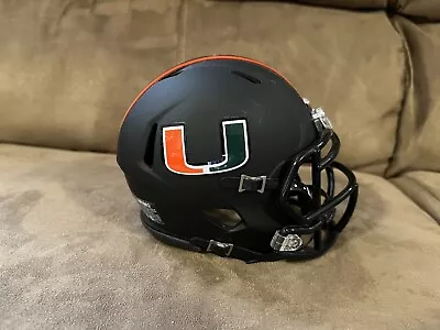 Miami Hurricanes Matte Black Riddell Speed Throwback Mini Helmet No Box • $25