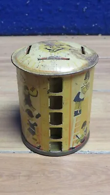 Vintage 1940's Tin Lithograph Stacking Coin Bank Children 626240 • $6.99