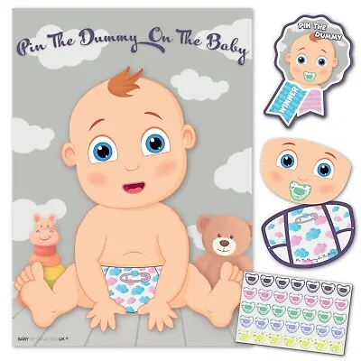 Baby Shower Game PIN THE DUMMY ON THE BABY - 35 Player Boy/girl Unisex/neutral • £4.99