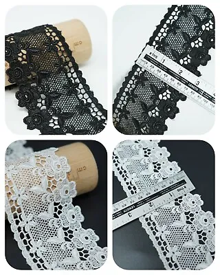 1 M Black / White  Edging Guipure Lace Trim For Sewing Embellishment Decor DIY • £3.49