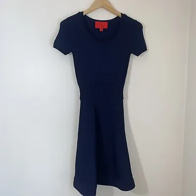 Z Spoke By Zac Posen Dress Womens Small Blue Stretch Knit Weighted Hem Classic • $49.99