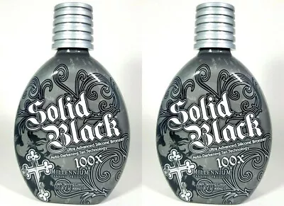 SOLID BLACK 100X Bronzer Dark Tanning Bed Lotion By Millennium - 2 PACK • $59.64