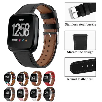 £5.99 • Buy Leather Watch Band Strap Replacement Wristband For Fitbit Versa /Versa 2 / Lite