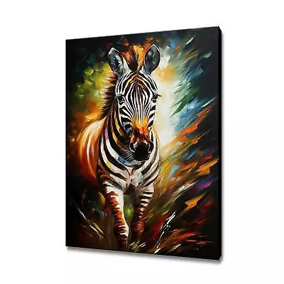 Zebra Canvas Print Wall Hanging Handmade Picture Art Print Home Decor Gifts • £15