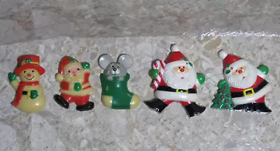 VTG 70s JSNY Lot Of 5 Plastic Refrigerator Magnets Santa Snowman Mouse Christmas • $10.99