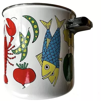 Vintage San Ignacio Enamel Seafood Stock Pot ~ Cioppino ~ Lobster ~ Nantucket • $35.33