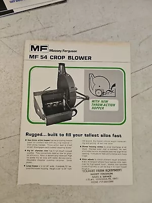 Vintage 1976 Massey Ferguson MF54 Crop Blower Sales Brochure Spec Sheet  • $10.75