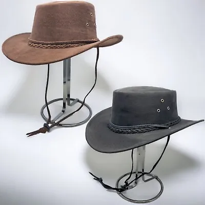 Black And Brown Australian Style Cowboy Hat Light Weight Foldable Men & Women Uk • £15.99