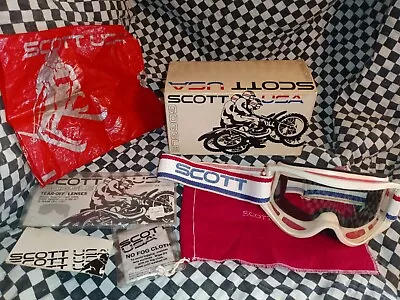 Vintage Scott 53  Motocross Goggles & Tear Offs  &Box   Oakley  Fox Smith  • $299