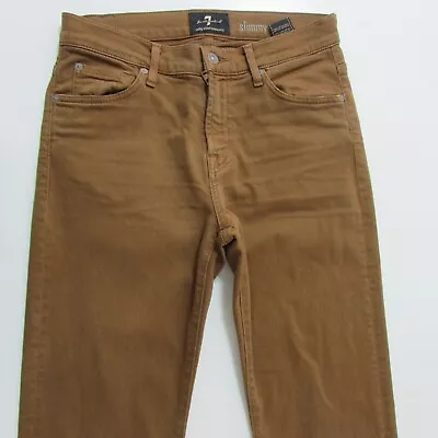 7 For All Mankind Jeans Mens W30 L33 Brown Skinny Denim Slimmy Luxe Performance • $39.95