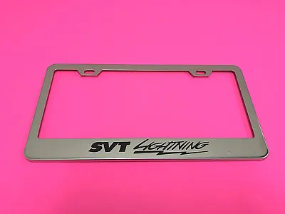 $12.83 • Buy SVT LIGHTNING - STAINLESS STEEL Chrome Metal License Plate Frame W/Screw Caps