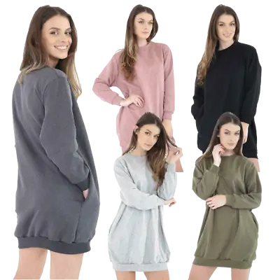 £12.97 • Buy Womens Side Pockets Ladies Oversize Baggy Loose Fit Sweatshirt Top Tunic Dress