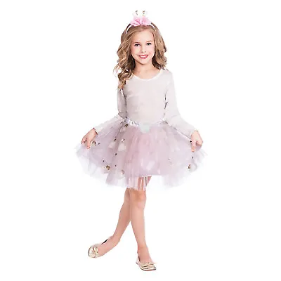 Kids Swan Fairy Tutu + Headband Fancy Dress Costume Set Princess Fairytale Girls • £13.99