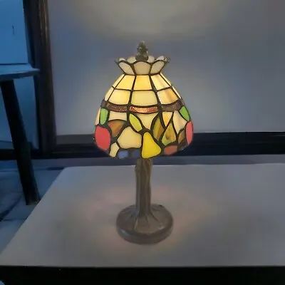 Vintage Metal Candlestick Miniature Table Lamp Excelsior Stain Glass 12” *READ • $59.99