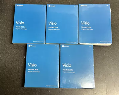 Lot Of 5 Microsoft Visio Standard 2016 Professional 1PC SKU-D86-05555 • $139.99