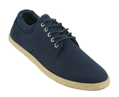 Mens Casual Canvas Flats Lace Up Boat Deck Rope Sole Pumps Trainers Shoes • £9.99