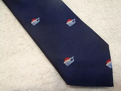 Vineyard Vines Santa Whale Pattern Skinny Tie NWT $85 Made In USA Navy Blue • $40