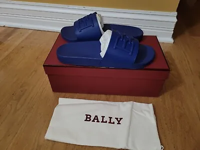 NIB Bally Scotty Men's Slide Rubber Embossed Logo Sandals Admiral Choose Size  • $171.99