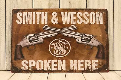 Smith & Wesson Tin Poster Sign Man Cave Vintage Ad Style Gun Shop Pistol 97 A • $9.57