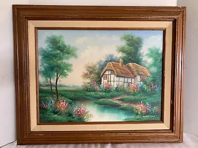 Marten Cottage Garden Scene Original Oil On Canvas Painting Signed 12x16 • $49.99