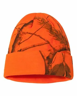 $14.95 • Buy New Realtree 12 Inch Knit Outdoor Camouflage Blaze Orange Beanie Camo Cap 