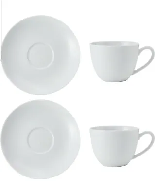 Mikasa MKCHCAPPK2 Chalk Porcelain Cappuccino Cups And Saucers Set Of 2 310ml • £15.99