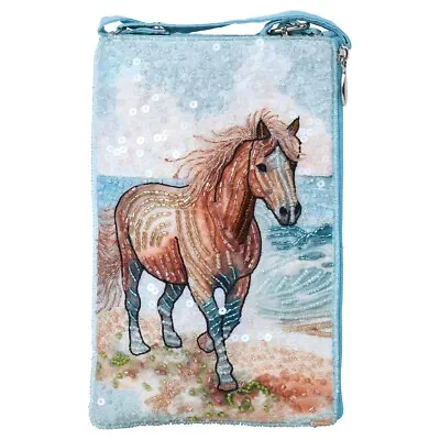 Bamboo Trading Hand Beaded Wild Horse Club Bag Cellphone Crossbody Wristlet • $28.01