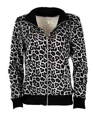 NWT Michael Michael Kors Velour Leopard Print Track Jacket M Reg. $89.50 • $49.80