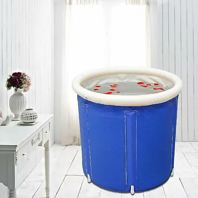 $38.56 • Buy Portable Bathtub Inflatable Water Tub Folding Adult Spa Bucket Blue 120-150L