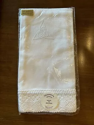 Vintage Irish Tea Towel Embroidered Cork Cty Linen Openwork Celtic Trinity Knot • $30