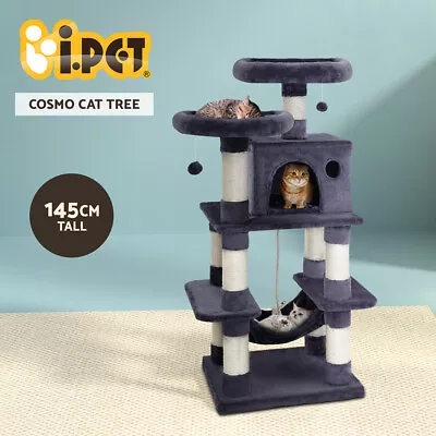 I.Pet Cat Tree Tower Scratching Post Scratcher 145cm Wood Condo House Toys Bed • $129.95