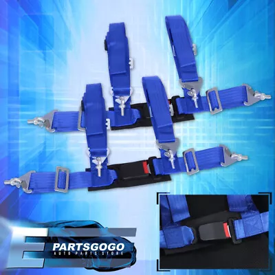 4Pt 2  Blue Nylon Universal Strap Harness Safety Buckle Seat Belt Set • $33.99