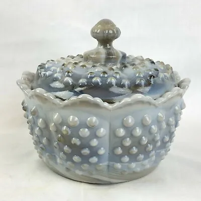 Mosser Glass Grey Marble Butter Tub Hobnail Fenton Mould Smoke • $34.50