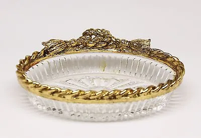 Vintage Brass Rope & Glass Soap Dish • $9.99
