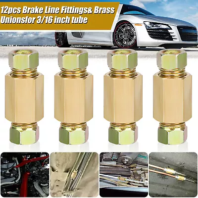 12 Piece 3/16  Brake Line (3/8-24 Inverted) Brake Line Fittings & Brass Unions • $10.48