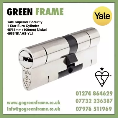 YALE 1 Star Euro Cylinder Anti Snap Anti Bump 45/55mm (100mm) 4555NKAHS-YL1 • £13.80