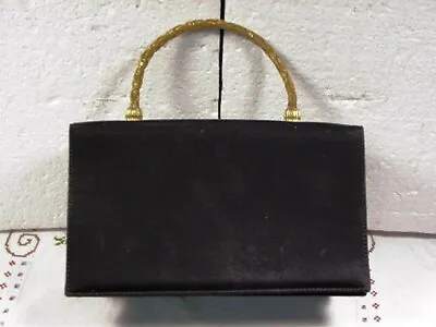 Evening Bag By Lafrance-- Black With Gold Handle--Retro 1960's --Original • $12.99