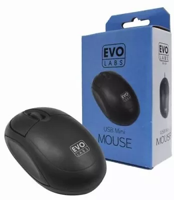 EVOLABS Wired Mouse USB Optical Scroll Mini Gaming PC Laptop Tablet Plug & Play • £5.69