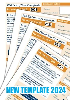 P60 Forms X 2 FORMS EACH FOR 20 22 23 & 2024 SAGE IRIS/TAS PAYROLL Top Quality • £12.49