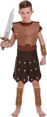 Kids Roman Soldier Fancy Dress Costume Book Week Day Boys Gladiator Soldier • £16.49