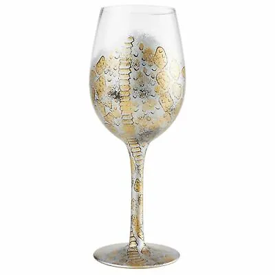 Decorated Wine Glass Unique Hand Painted Venom Golden Bling Gift Idea Lolita • £19.49