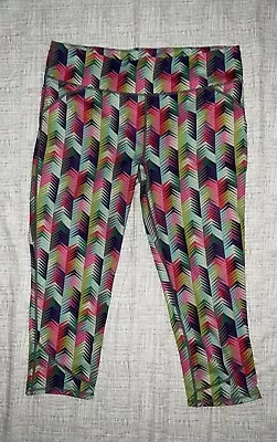 Fabletics Lima Leggings  Women XL Rainbow Chevron • $15