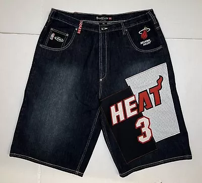 UNK NBA Denim Shorts Miami Heat Dwyane Wade #3 Size 38 • $70