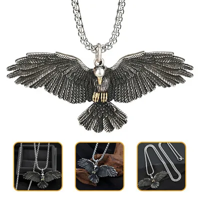  Eagle Necklace Titanium Steel Man Mens Chain Necklaces Metal • £7.05