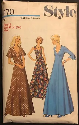 Vintage Sewing Pattern Style 1170 70s Evening Long Dress Cut Sz 14 Bust 36  • £3